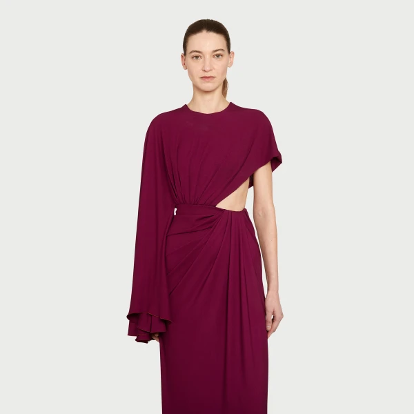 Giambattista Valli Midi Purple Draped Asymmetrical Dress - Giambattista Valli Dresses - Romantic Couture - Shop at Luxury Shoes 