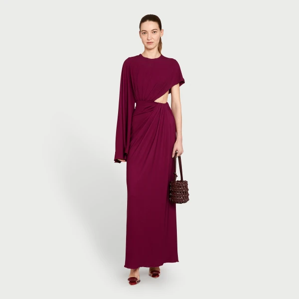 Giambattista Valli Midi Purple Draped Asymmetrical Dress - Giambattista Valli Dresses - Romantic Couture - Shop at Luxury Shoes 