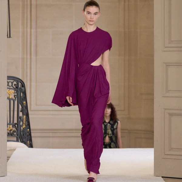 Giambattista Valli Midi Purple Draped Asymmetrical Dress - Giambattista Valli Dresses - Romantic Couture - Shop at Luxury Shoes 