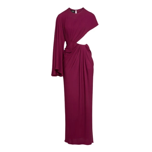 Giambattista Valli Midi Purple Draped Asymmetrical Dress - Giambattista Valli Dresses - Romantic Couture - Shop at Luxury Shoes 