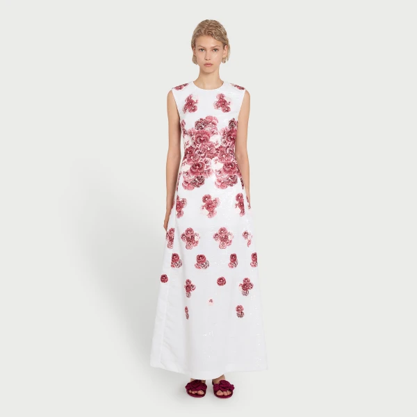 Giambattista Valli Midi Ruby Pansies Sequin Dress - Giambattista Valli Dresses - Romantic Couture - Shop at Luxury Shoes 