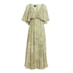 Giambattista Valli Midi Wild Flowers Green Silk Dress With Cape - Giambattista Valli Dresses - Romantic Couture - Shop at Luxury Shoes 
