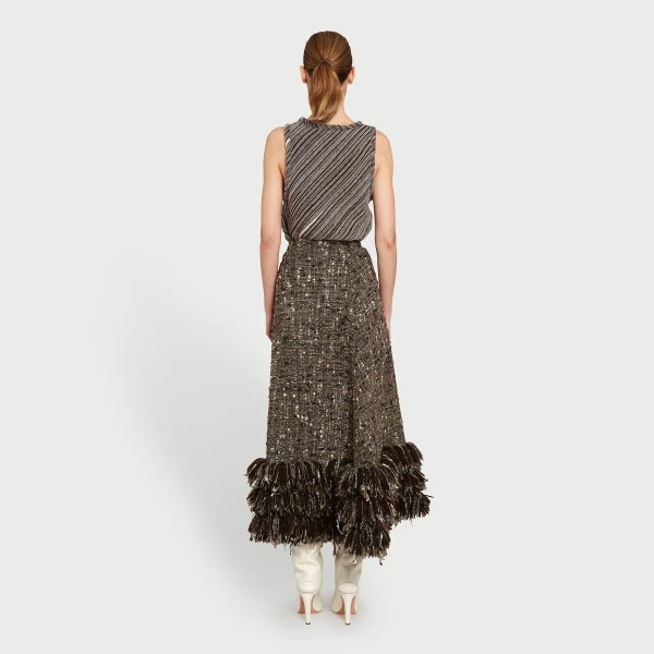 Giambattista Valli Midi Wool Rovings And Bouclé Skirt - Giambattista Valli Skirts - Romantic Couture - Shop at Luxury Shoes 