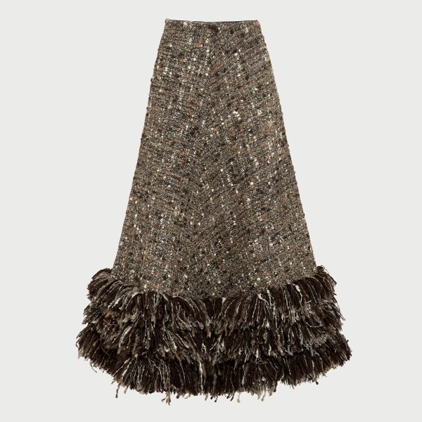 Giambattista Valli Midi Wool Rovings And Bouclé Skirt - Giambattista Valli Skirts - Romantic Couture - Shop at Luxury Shoes 