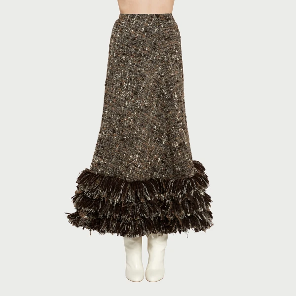 Giambattista Valli Midi Wool Rovings And Bouclé Skirt - Giambattista Valli Skirts - Romantic Couture - Shop at Luxury Shoes 