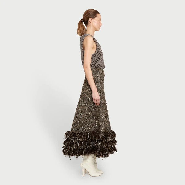 Giambattista Valli Midi Wool Rovings And Bouclé Skirt - Giambattista Valli Skirts - Romantic Couture - Shop at Luxury Shoes 