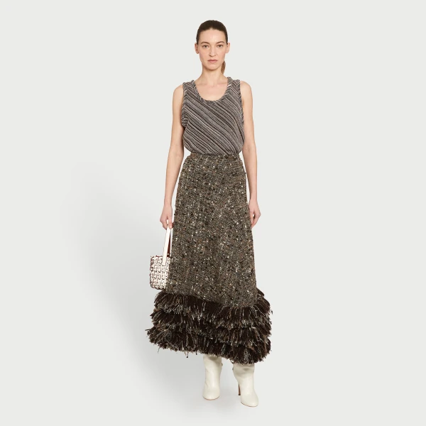 Giambattista Valli Midi Wool Rovings And Bouclé Skirt - Giambattista Valli Skirts - Romantic Couture - Shop at Luxury Shoes 