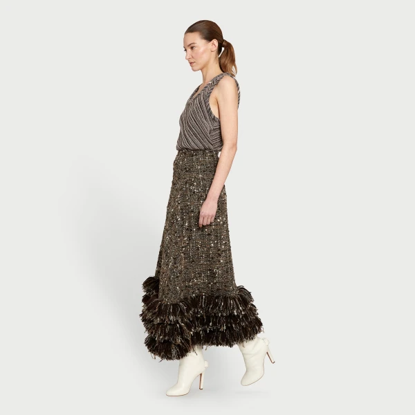 Giambattista Valli Midi Wool Rovings And Bouclé Skirt - Giambattista Valli Skirts - Romantic Couture - Shop at Luxury Shoes 