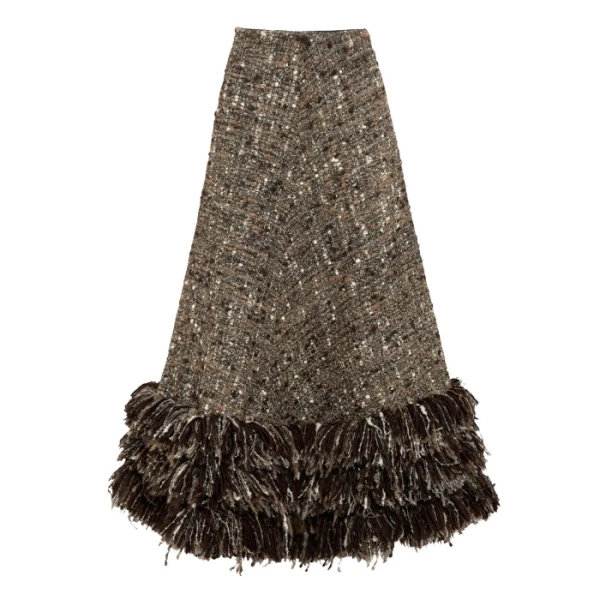 Giambattista Valli Midi Wool Rovings And Bouclé Skirt - Giambattista Valli Skirts - Romantic Couture - Shop at Luxury Shoes 