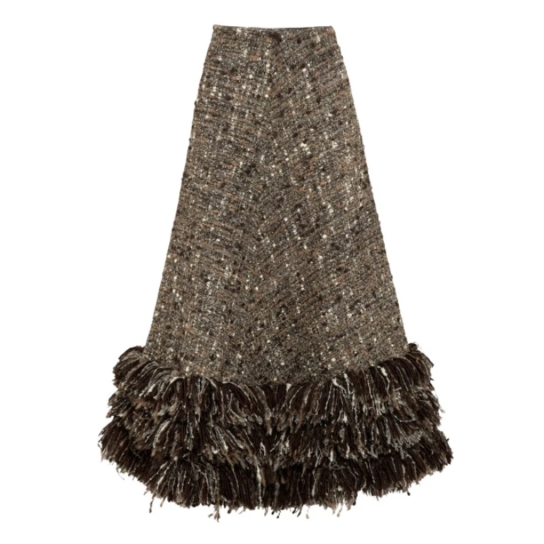 Giambattista Valli Midi Wool Rovings And Bouclé Skirt - Giambattista Valli Skirts - Romantic Couture - Shop at Luxury Shoes 