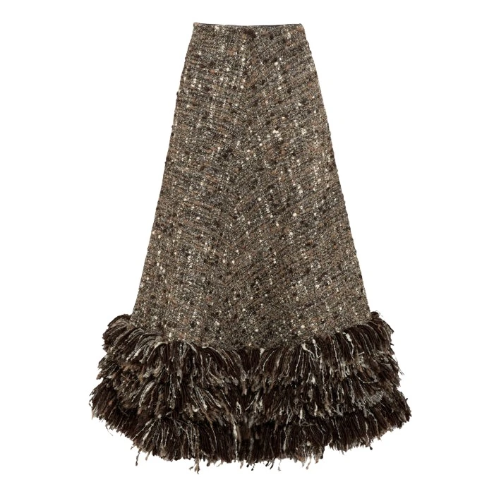 Midi-Wool-Rovings-And-Boucle-Skirt-Giambattista-Valli-Skirts-835266_nobg Giambattista Valli Midi Wool Rovings And Bouclé Skirt - Giambattista Valli Skirts - Romantic Couture - Shop at Luxury Shoes