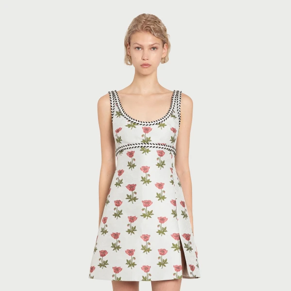 Giambattista Valli Mini Blue Floral Jacquard Dress - Giambattista Valli Dresses - Romantic Couture - Shop at Luxury Shoes 