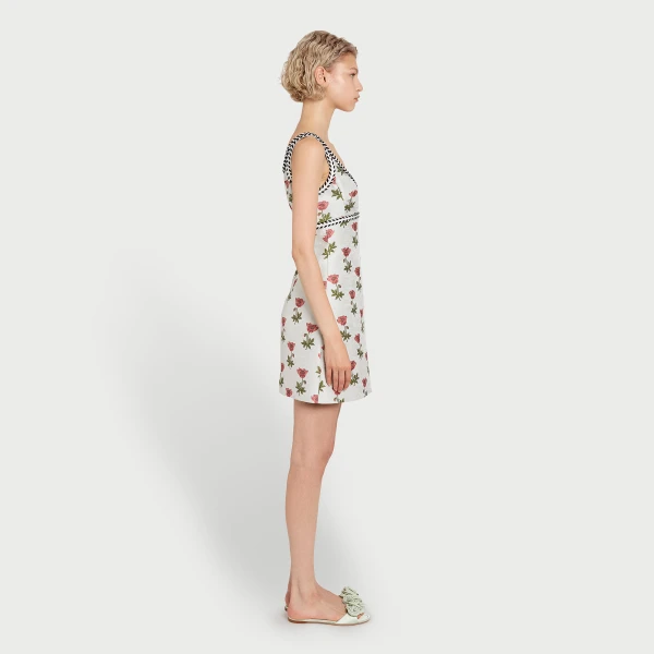 Giambattista Valli Mini Blue Floral Jacquard Dress - Giambattista Valli Dresses - Romantic Couture - Shop at Luxury Shoes 