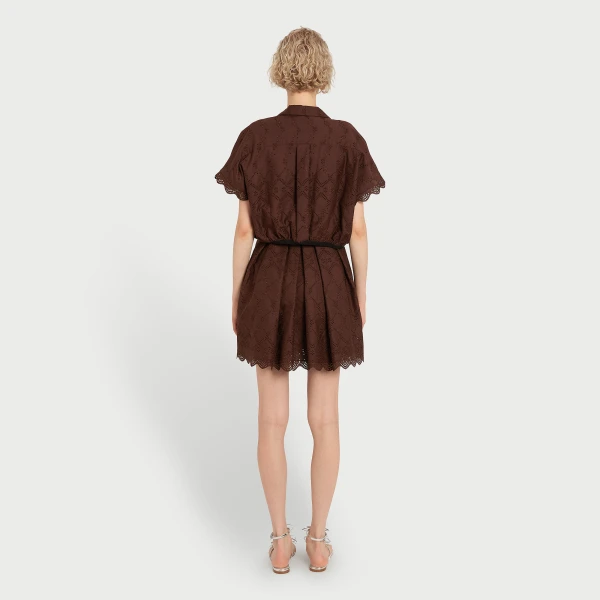 Giambattista Valli Mini Brown Pointelle Blouse - Giambattista Valli Tops - Romantic Couture - Shop at Luxury Shoes 