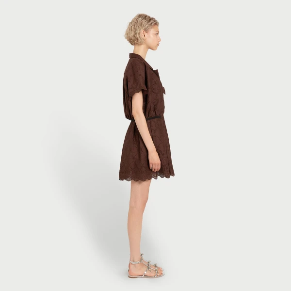 Giambattista Valli Mini Brown Pointelle Blouse - Giambattista Valli Tops - Romantic Couture - Shop at Luxury Shoes 