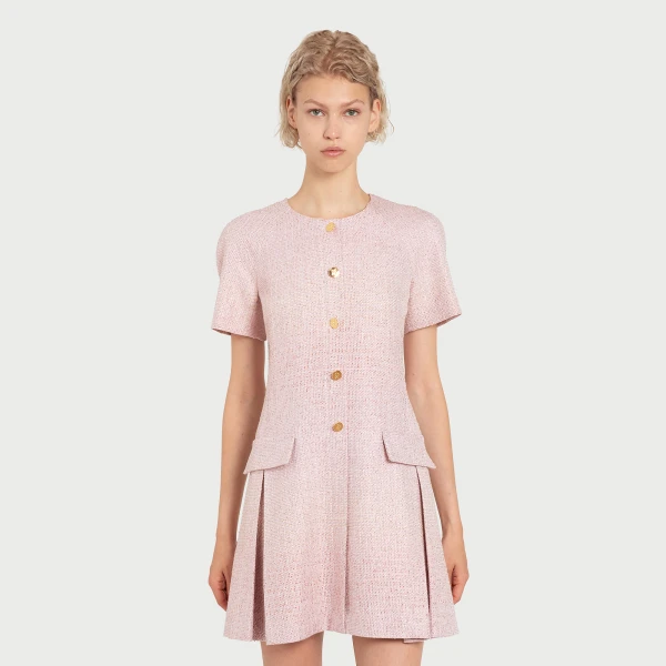 Giambattista Valli Mini Pink Iridescent Tweed Dress - Giambattista Valli Dresses - Romantic Couture - Shop at Luxury Shoes 