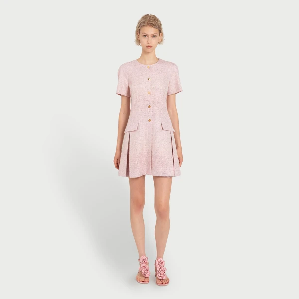 Giambattista Valli Mini Pink Iridescent Tweed Dress - Giambattista Valli Dresses - Romantic Couture - Shop at Luxury Shoes 