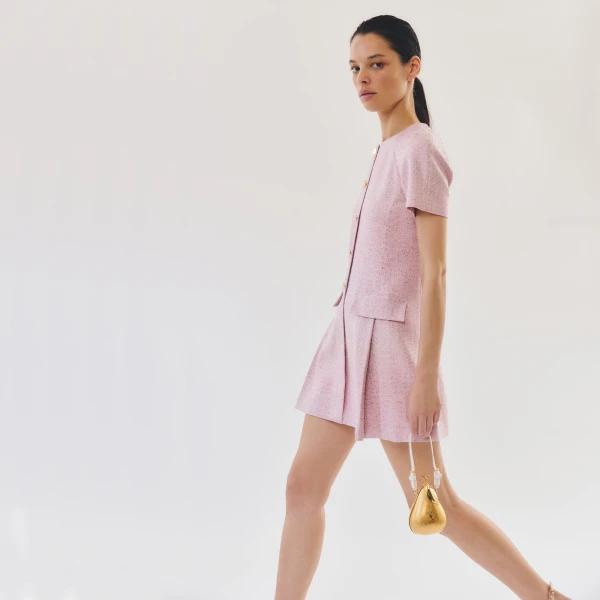 Giambattista Valli Mini Pink Iridescent Tweed Dress - Giambattista Valli Dresses - Romantic Couture - Shop at Luxury Shoes 