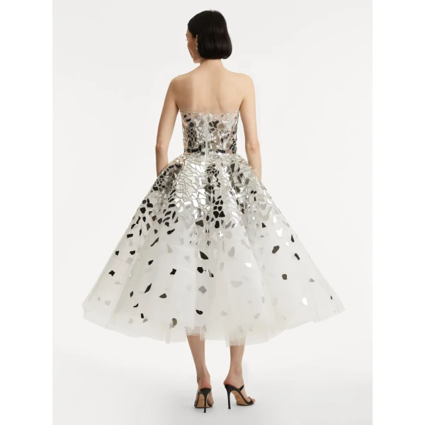 Oscar de la Renta Mirrored Mosaic Cocktail Dress - Oscar de la Renta Dresses - American Couture - Shop at Luxury Shoes 