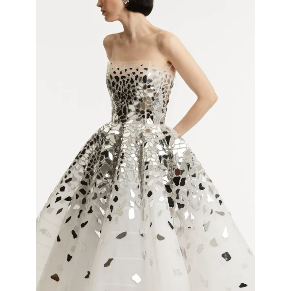Oscar de la Renta Mirrored Mosaic Cocktail Dress - Oscar de la Renta Dresses - American Couture - Shop at Luxury Shoes 