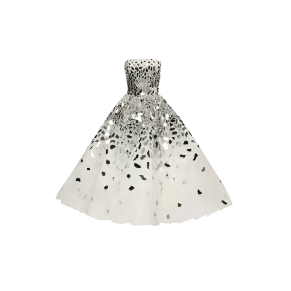 Oscar de la Renta Mirrored Mosaic Cocktail Dress - Oscar de la Renta Dresses - American Couture - Shop at Luxury Shoes 