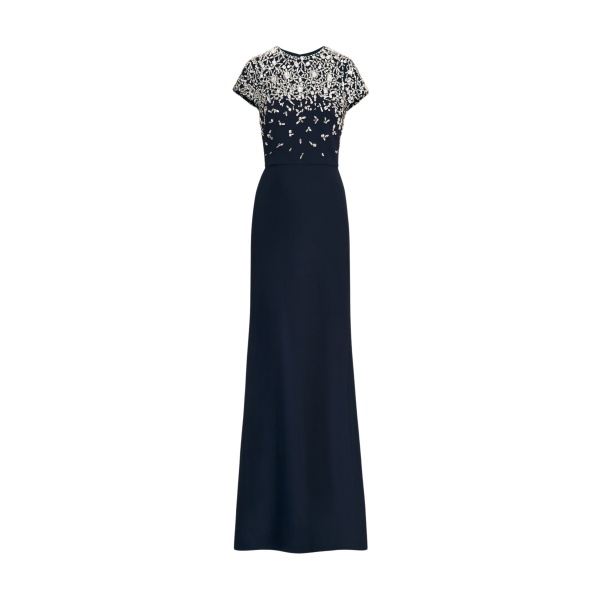 Oscar de la Renta Mosaic Crystal Embroidered Cady Gown - Oscar de la Renta Dresses - American Couture - Shop at Luxury Shoes 
