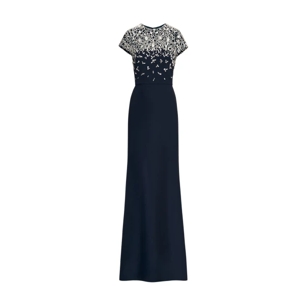 Oscar de la Renta Mosaic Crystal Embroidered Cady Gown - Oscar de la Renta Dresses - American Couture - Shop at Luxury Shoes 