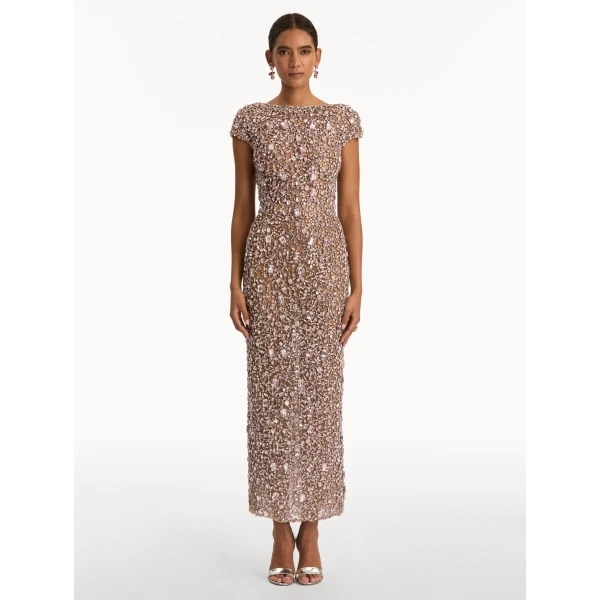 Oscar de la Renta Mosaic Crystal Embroidered Gown - Oscar de la Renta Dresses - American Couture - Shop at Luxury Shoes 