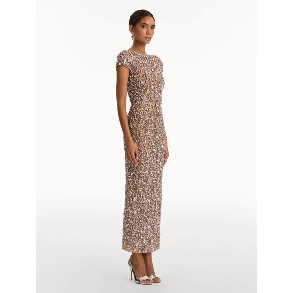 Oscar de la Renta Mosaic Crystal Embroidered Gown - Oscar de la Renta Dresses - American Couture - Shop at Luxury Shoes 