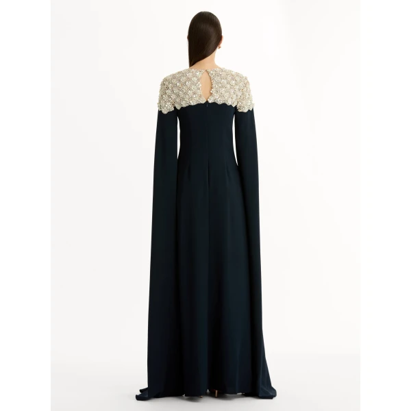 Oscar de la Renta Mother of Pearl Embroidered Caftan - Oscar de la Renta Dresses - American Couture - Shop at Luxury Shoes 