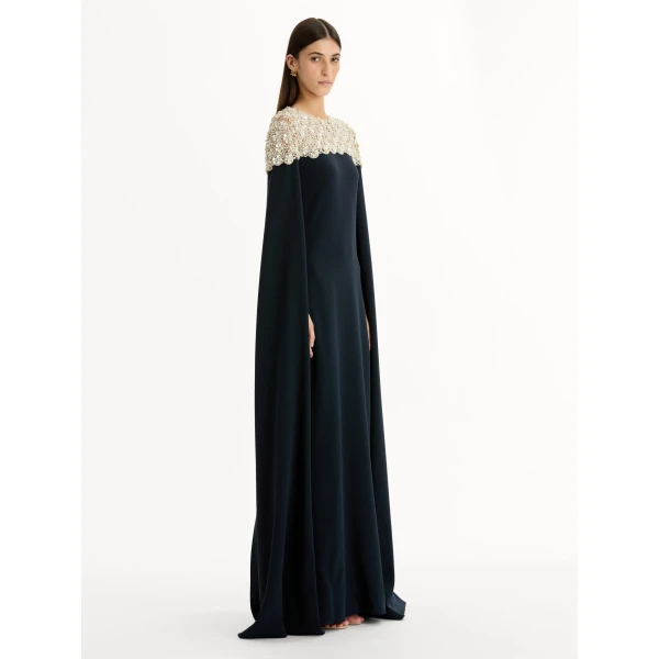 Oscar de la Renta Mother of Pearl Embroidered Caftan - Oscar de la Renta Dresses - American Couture - Shop at Luxury Shoes 