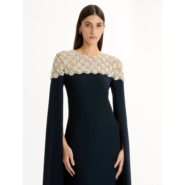 Oscar de la Renta Mother of Pearl Embroidered Caftan - Oscar de la Renta Dresses - American Couture - Shop at Luxury Shoes 
