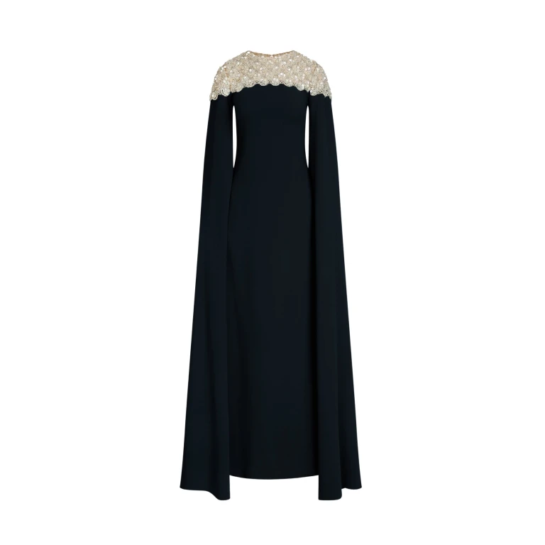 Oscar de la Renta Mother of Pearl Embroidered Caftan - Oscar de la Renta Dresses - American Couture - Shop at Luxury Shoes 