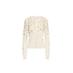 Oscar de la Renta Mother of Pearl Embroidered Cardigan - Oscar de la Renta Knitwear - American Couture - Shop at Luxury Shoes 