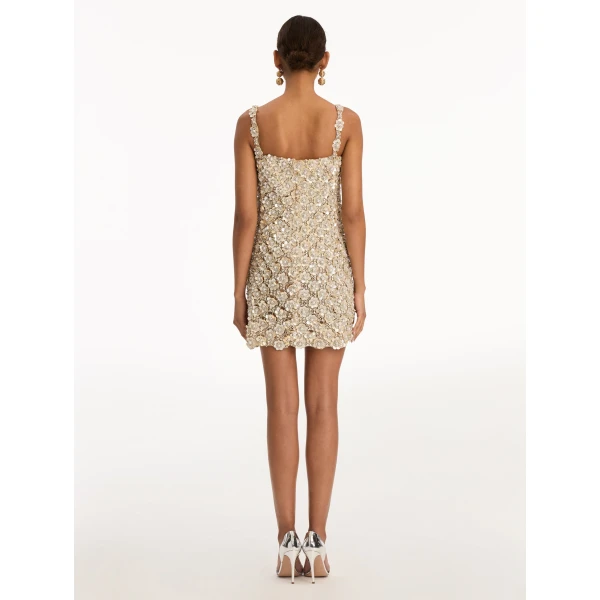 Oscar de la Renta Mother of Pearl Embroidered Shift Dress - Oscar de la Renta Dresses - American Couture - Shop at Luxury Shoes 