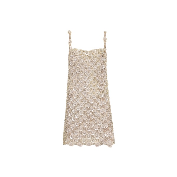 Oscar de la Renta Mother of Pearl Embroidered Shift Dress - Oscar de la Renta Dresses - American Couture - Shop at Luxury Shoes 