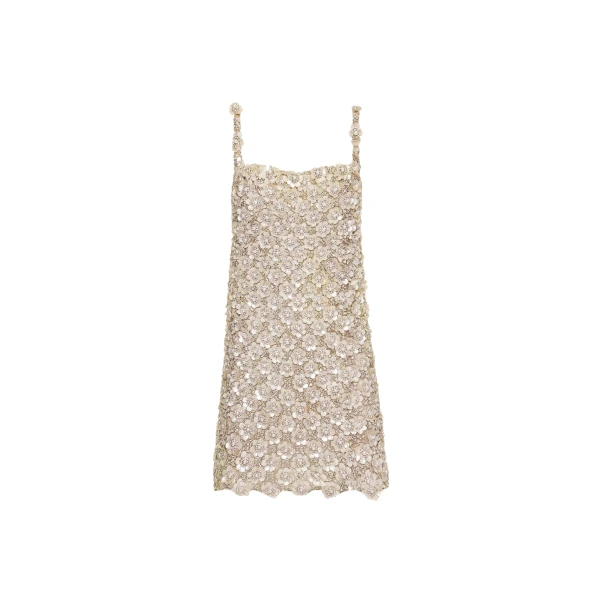 Oscar de la Renta Mother of Pearl Embroidered Shift Dress - Oscar de la Renta Dresses - American Couture - Shop at Luxury Shoes 