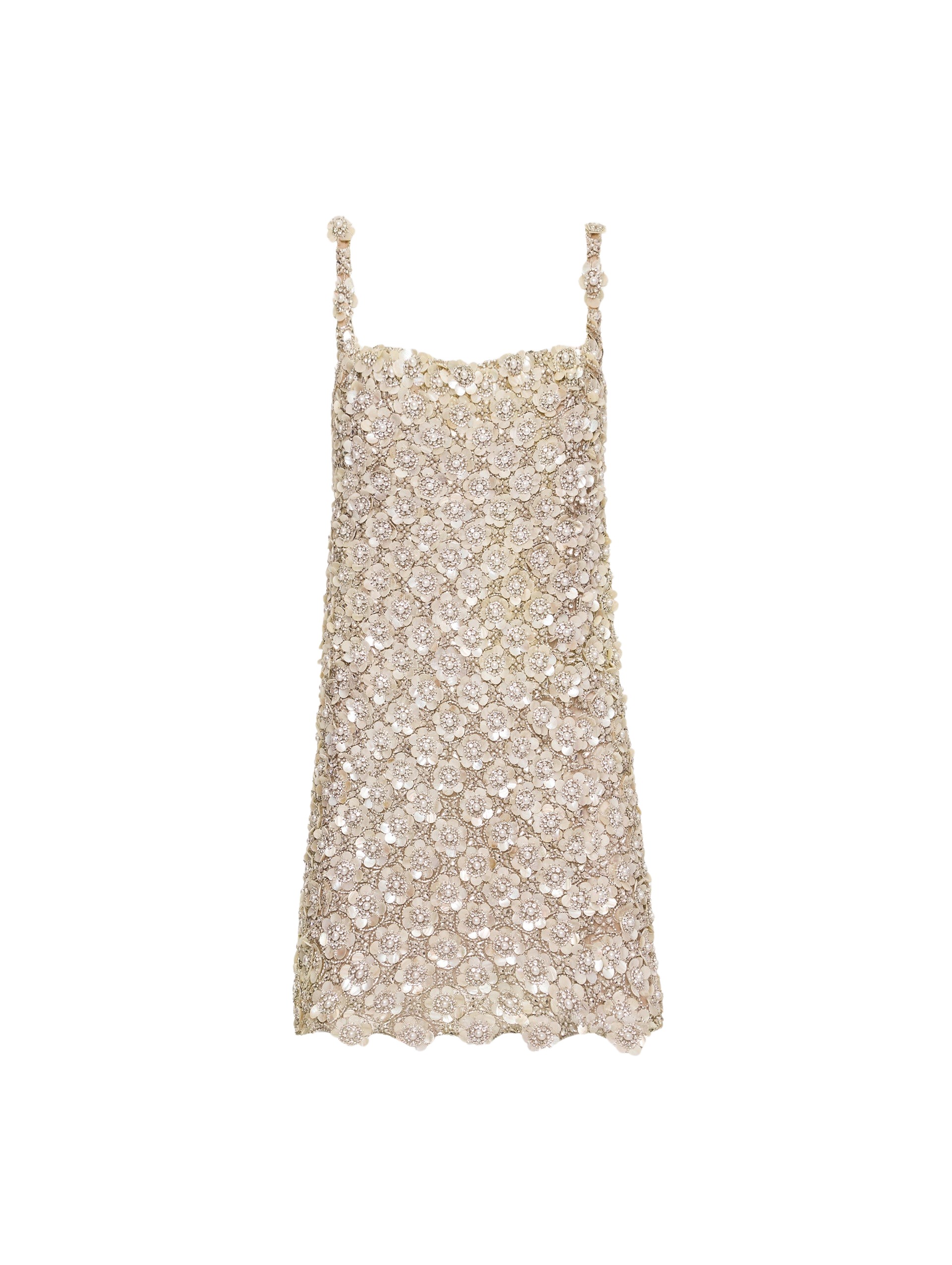 Oscar de la Renta Mother of Pearl Embroidered Shift Dress - Oscar de la Renta Dresses - American Couture - Shop at Luxury Shoes 