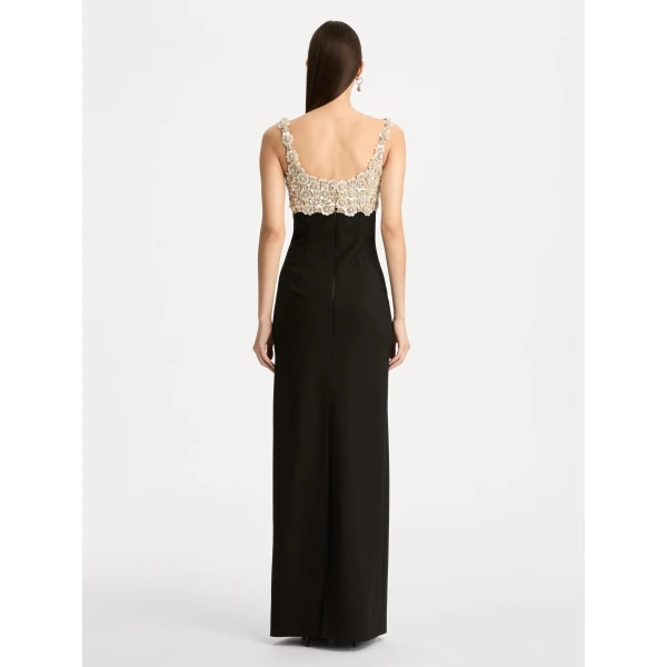 Oscar de la Renta Mother of Pearl Embroidered Sleeveless Gown - Oscar de la Renta Dresses - American Couture - Shop at Luxury Shoes 