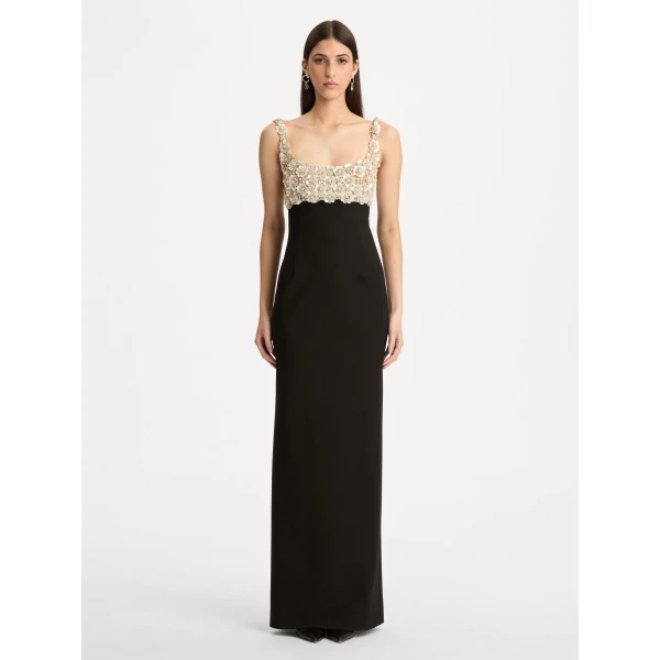 Oscar de la Renta Mother of Pearl Embroidered Sleeveless Gown - Oscar de la Renta Dresses - American Couture - Shop at Luxury Shoes 