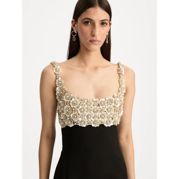 Oscar de la Renta Mother of Pearl Embroidered Sleeveless Gown - Oscar de la Renta Dresses - American Couture - Shop at Luxury Shoes 