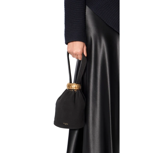 Alaïa Motion Bracelet Bag In Suede - Alaia Bags - Laser Cut Luxury - Shop at Luxury Shoes 