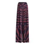 Essentiel Antwerp Navy and dark pink zebra-print wide-leg pants - Essentiel Antwerp Pants - Colorful Belgian Design - Shop at Luxury Shoes 