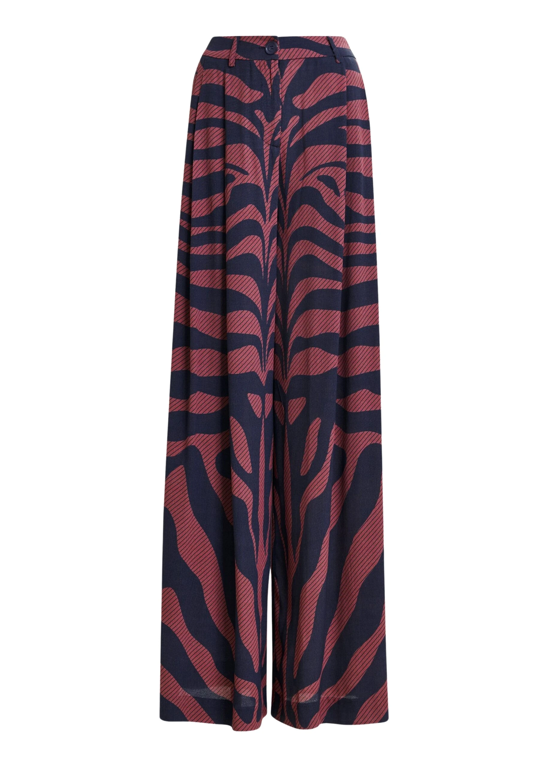 Navy-and-dark-pink-zebra-print-wide-leg-pants-Essentiel-Antwerp-Pants-scaled59847_nobg Essentiel Antwerp Navy and dark pink zebra-print wide-leg pants - Essentiel Antwerp Pants - Colorful Belgian Design - Shop at Luxury Shoes