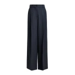 Essentiel Antwerp Navy and white pinstripe wide-leg pants - Essentiel Antwerp Pants - Colorful Belgian Design - Shop at Luxury Shoes 