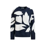 Essentiel Antwerp Navy cotton sweatshirt with white flame appliqués - Essentiel Antwerp Shirts - Colorful Belgian Design - Shop at Luxury Shoes 