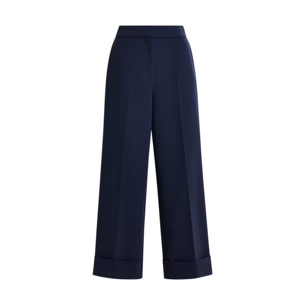 Essentiel Antwerp Navy cropped pants with folded cuffs - Essentiel Antwerp Pants - Colorful Belgian Design - Shop at Luxury Shoes 