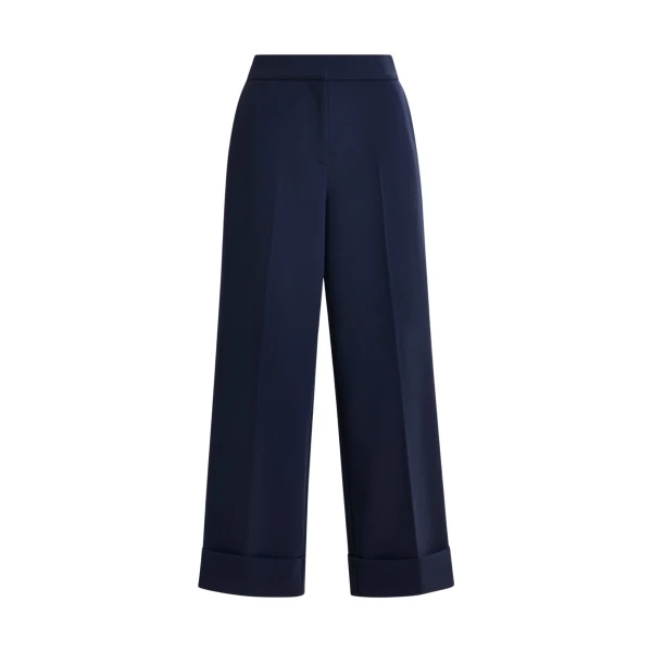 Essentiel Antwerp Navy cropped pants with folded cuffs - Essentiel Antwerp Pants - Colorful Belgian Design - Shop at Luxury Shoes 