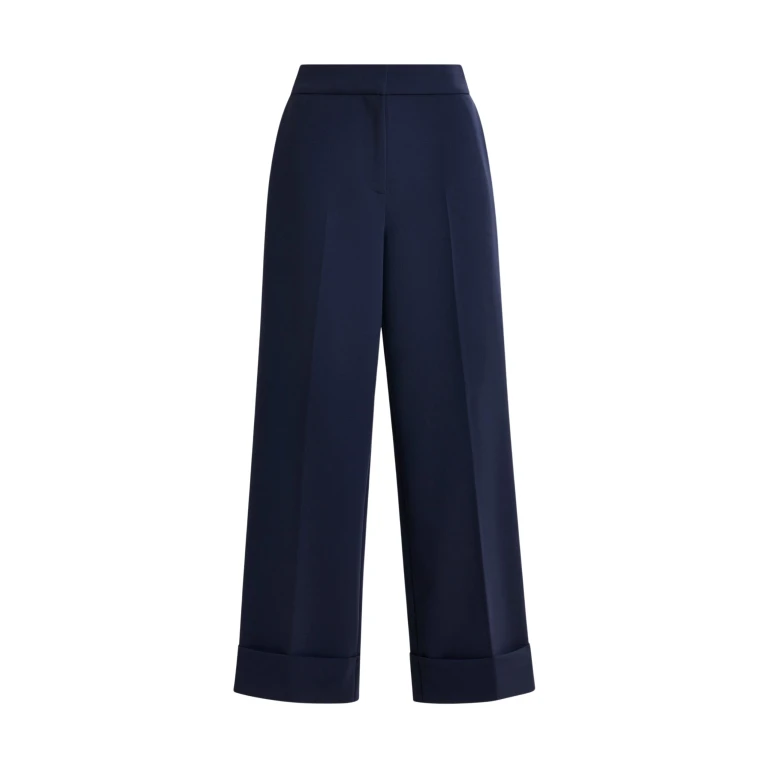 Essentiel Antwerp Navy cropped pants with folded cuffs - Essentiel Antwerp Pants - Colorful Belgian Design - Shop at Luxury Shoes 
