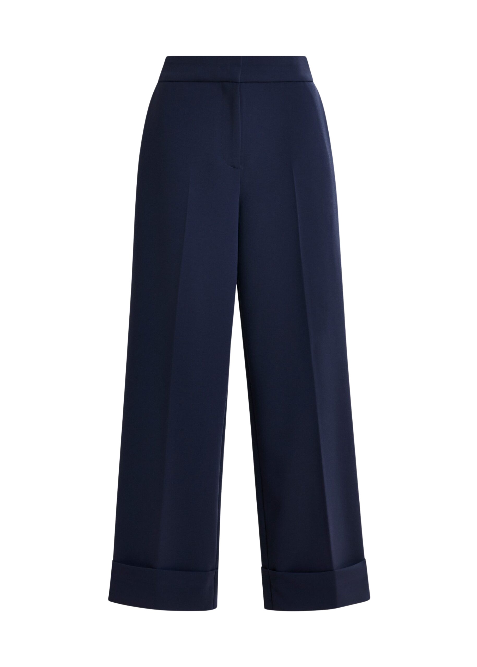 Essentiel Antwerp Navy cropped pants with folded cuffs - Essentiel Antwerp Pants - Colorful Belgian Design - Shop at Luxury Shoes 